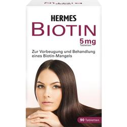 Eine Packung Hermes Biotin Tabletten zur Vorbeugung von Biotin-Mangel.